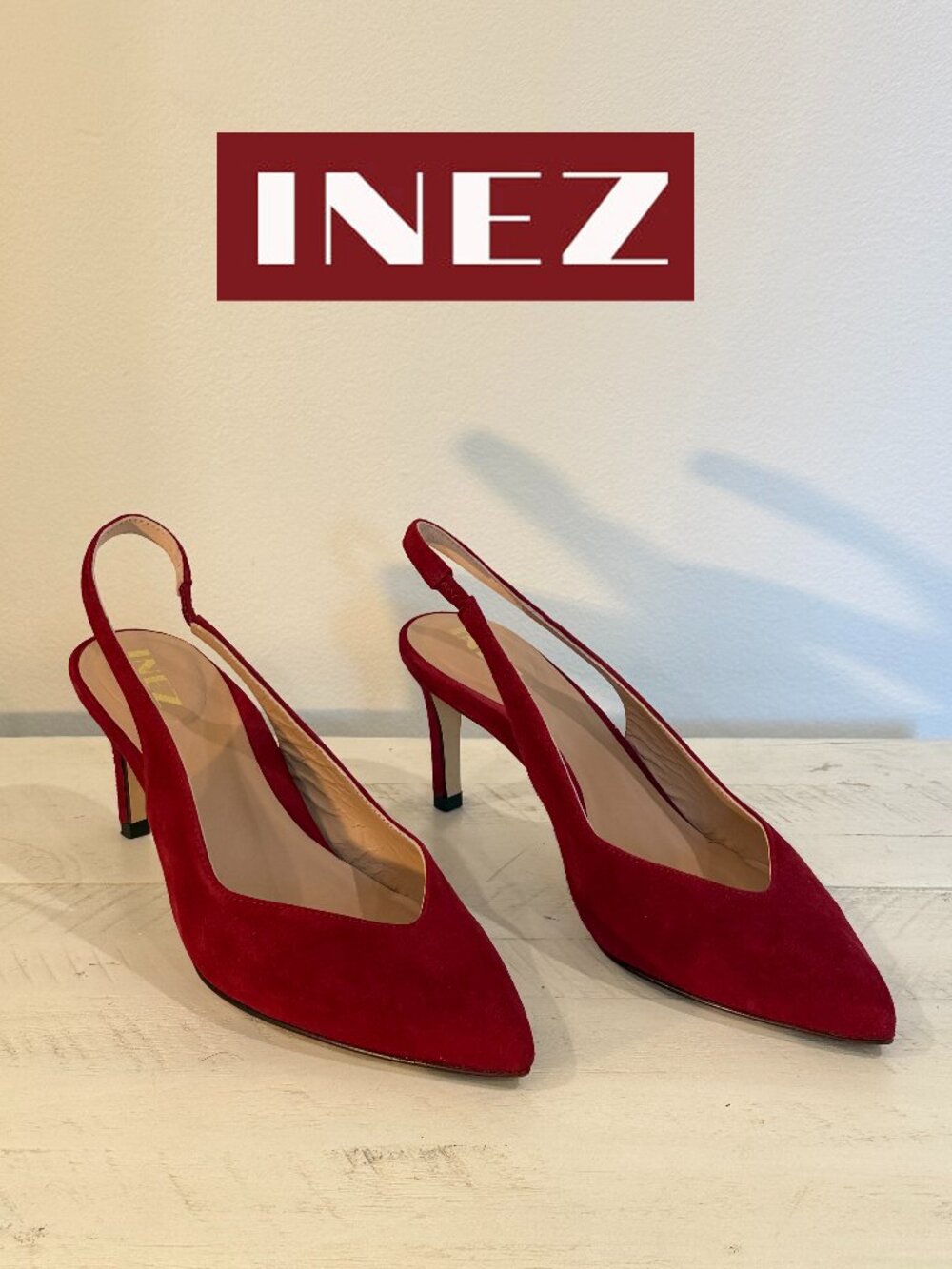 Inez Mia Slingback Pumps • Deep Red Suede • Worn Once • Pristine • 6.5